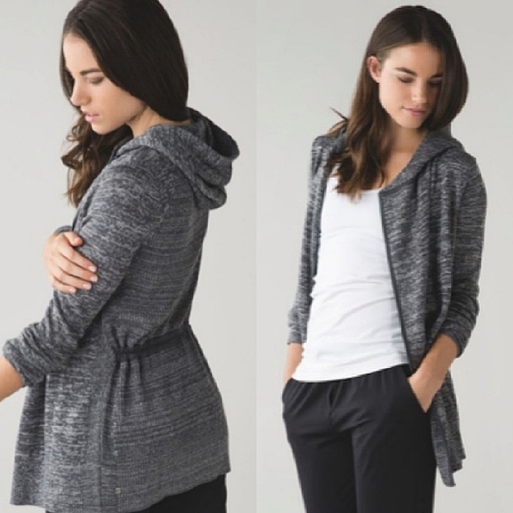 lululemon athletica Gray Hooded Open-Front Cardigan